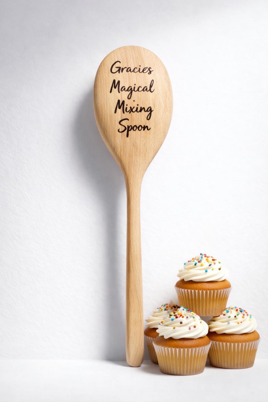 Personalized Magic Mixing Spoon | Custom Engraved Wooden Baking Gift