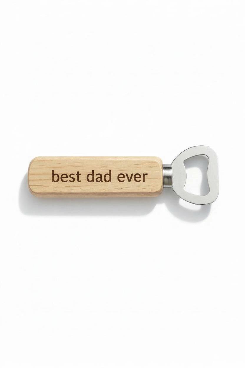 Personalized Wooden Bottle Opener, Engraved Gift for Dad