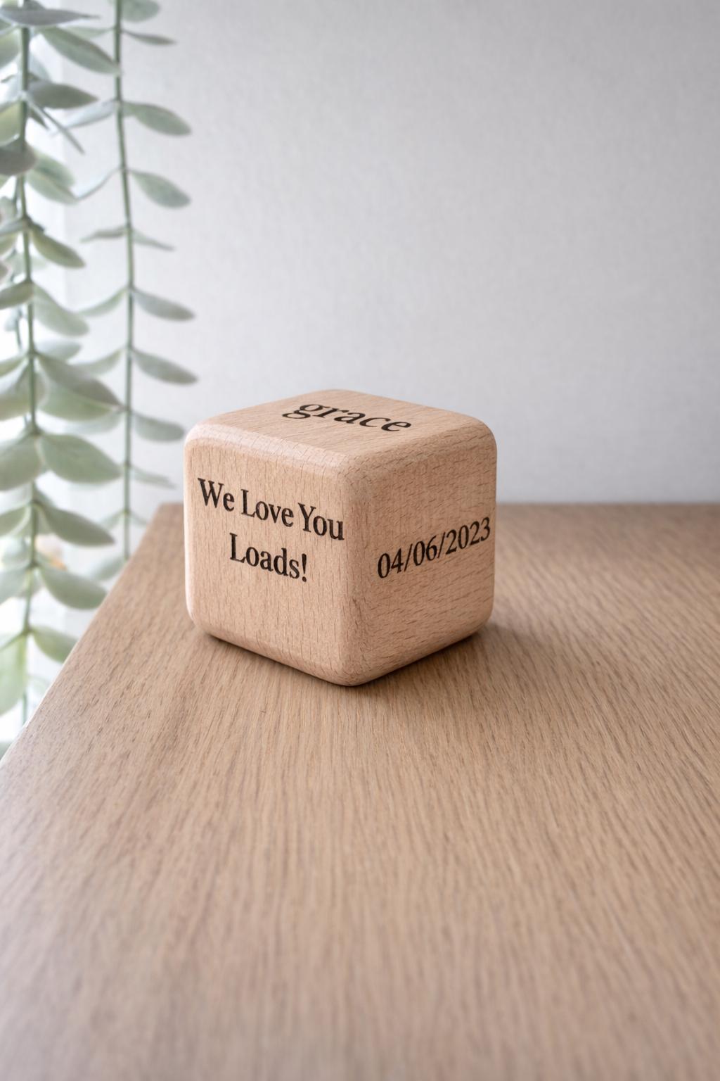 Personalized Engraved Wood Name Block | Baby Keepsake Cube