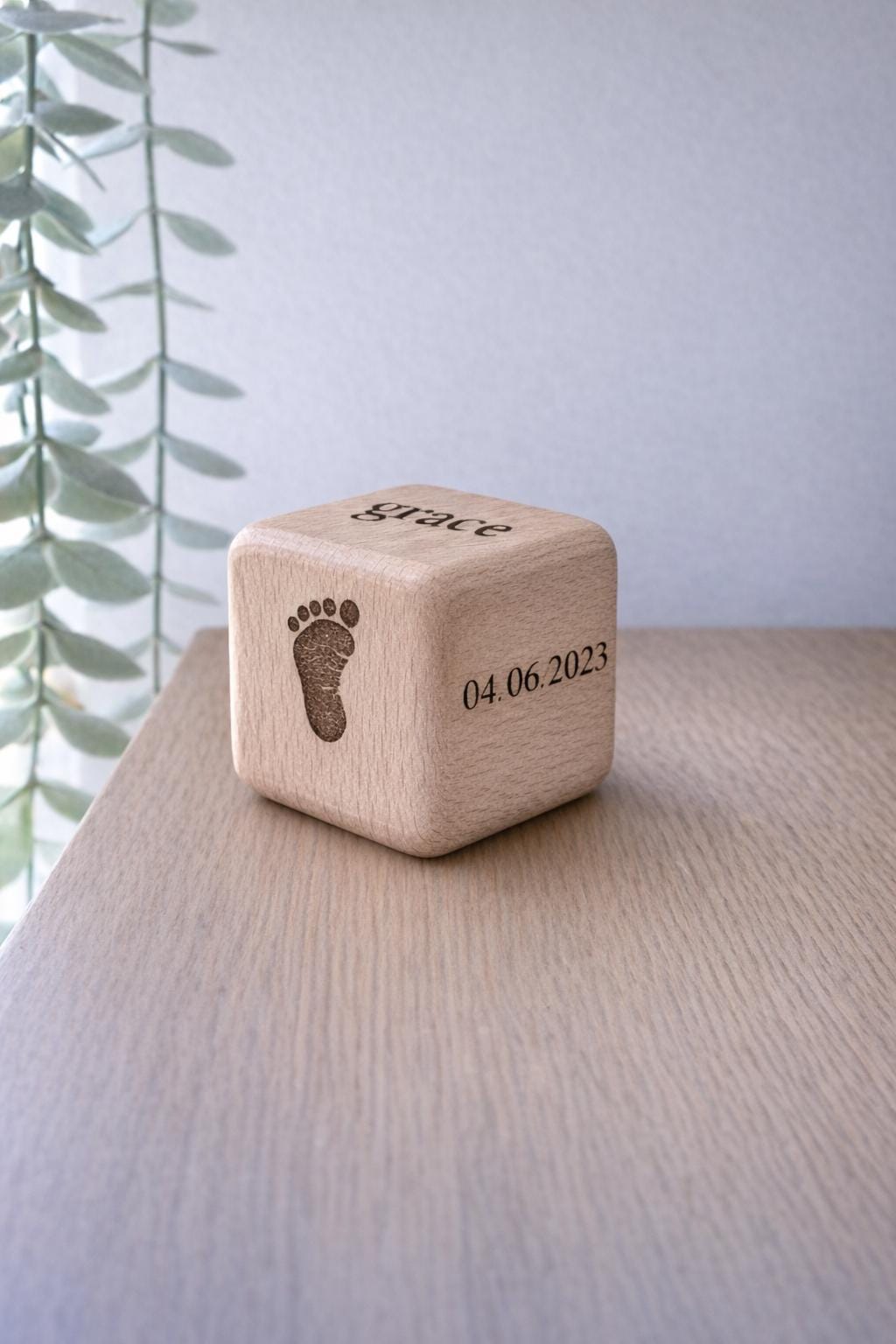 Personalized Engraved Wood Name Block | Baby Keepsake Cube