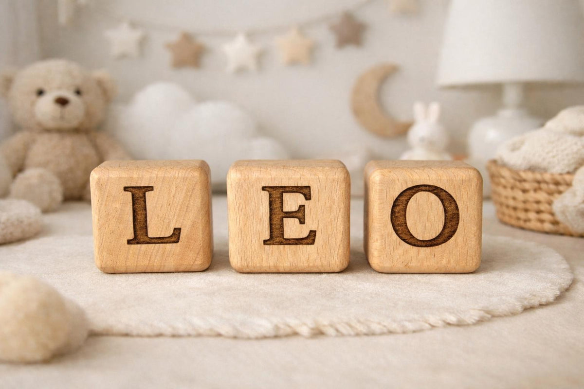 Personalised Wooden Baby Name Blocks, Nursery Shelf Decor, Scandinavian Style Cubes