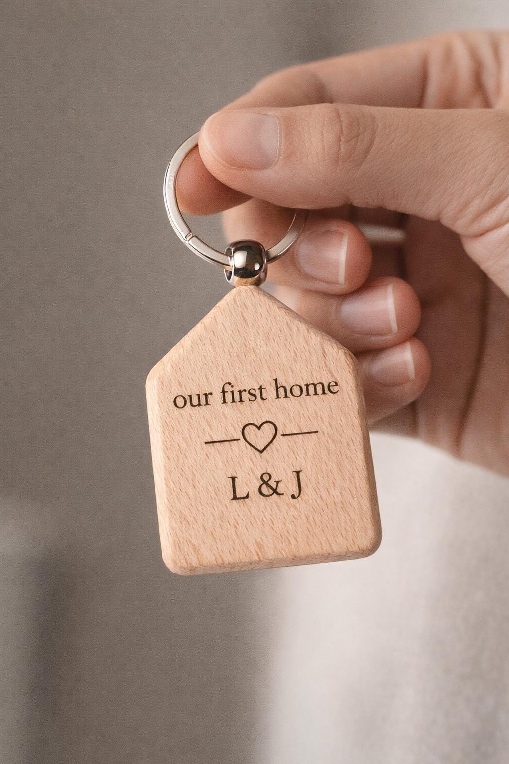 Personalised New Home Keyring – Engraved First Home Gift – Custom Housewarming Present – Couple Initials Keychain