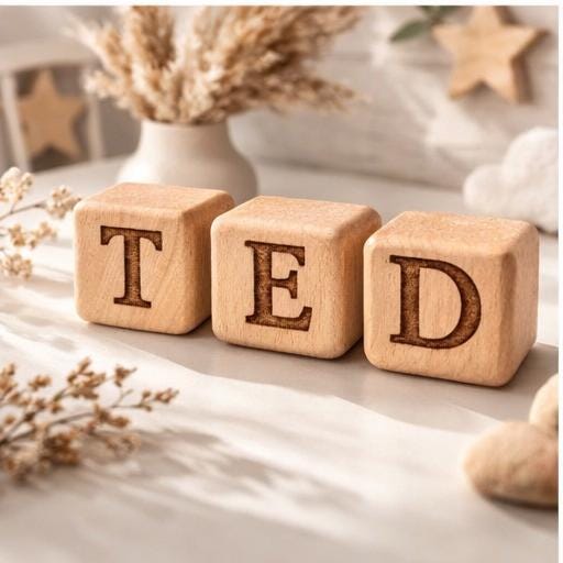 Personalised Wooden Baby Name Blocks, Nursery Shelf Decor, Scandinavian Style Cubes