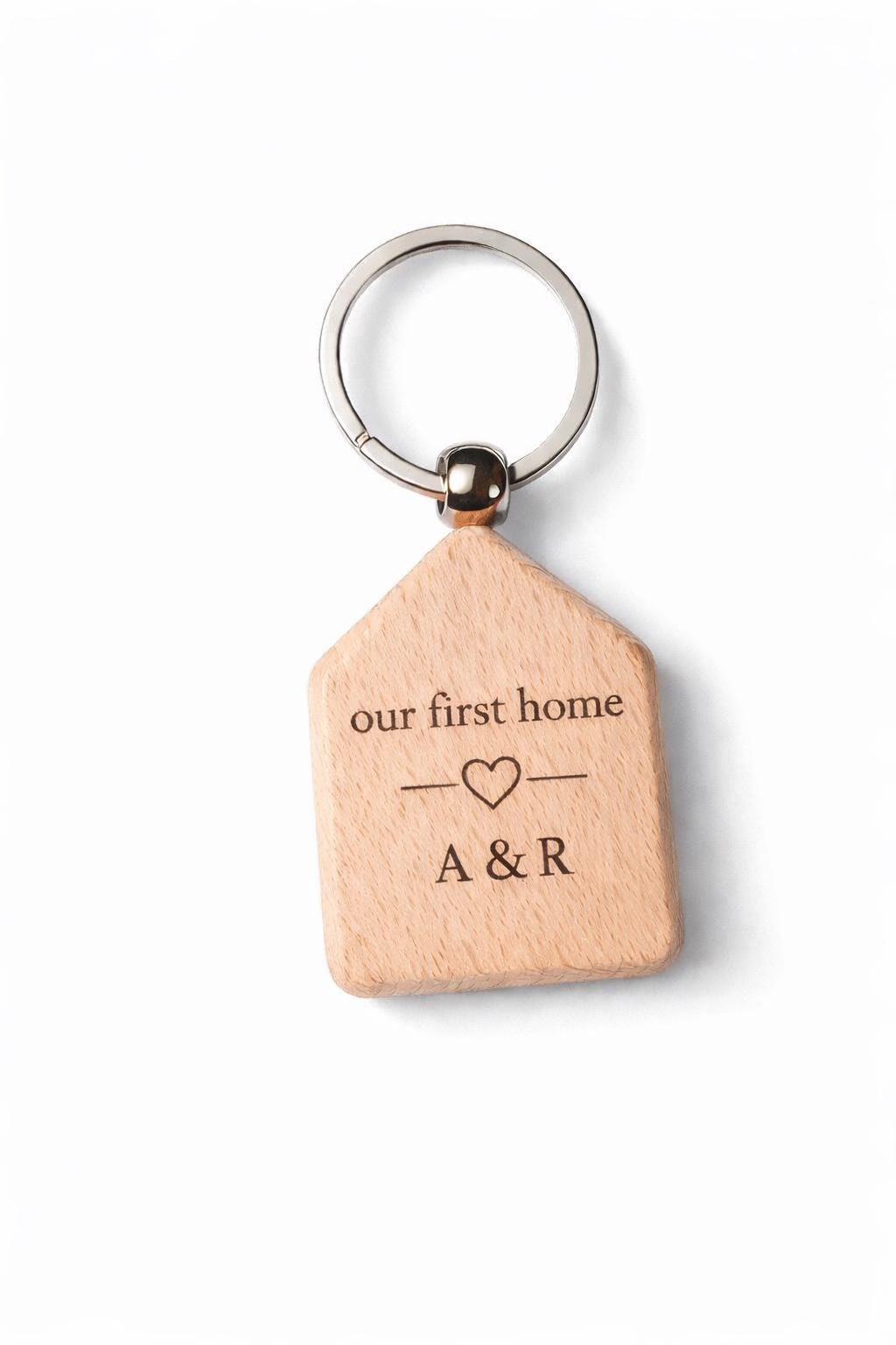 Personalised New Home Keyring – Engraved First Home Gift – Custom Housewarming Present – Couple Initials Keychain