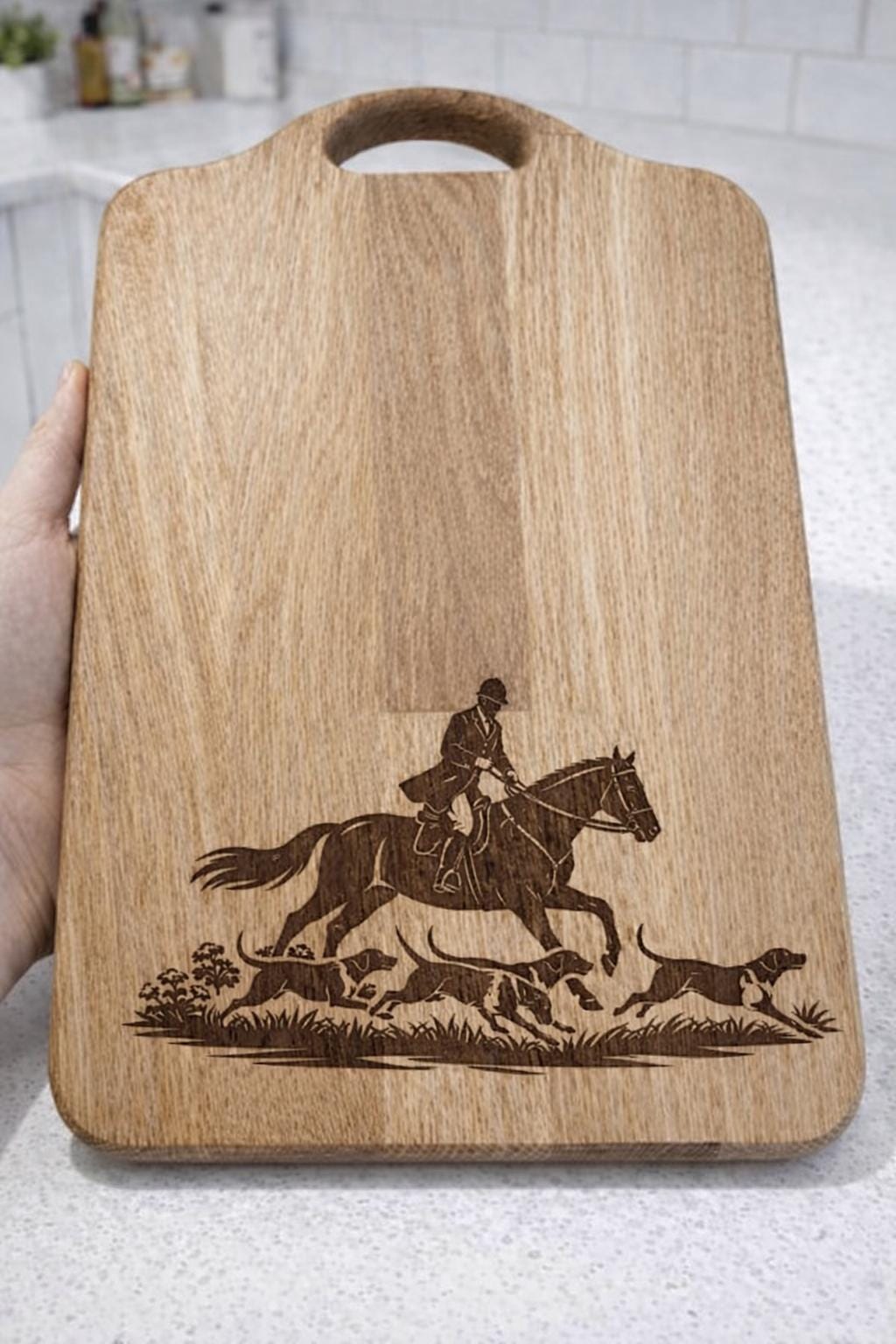 Engraved Solid Oak Chopping Board | Horse & Hound Equestrian Kitchen Gift