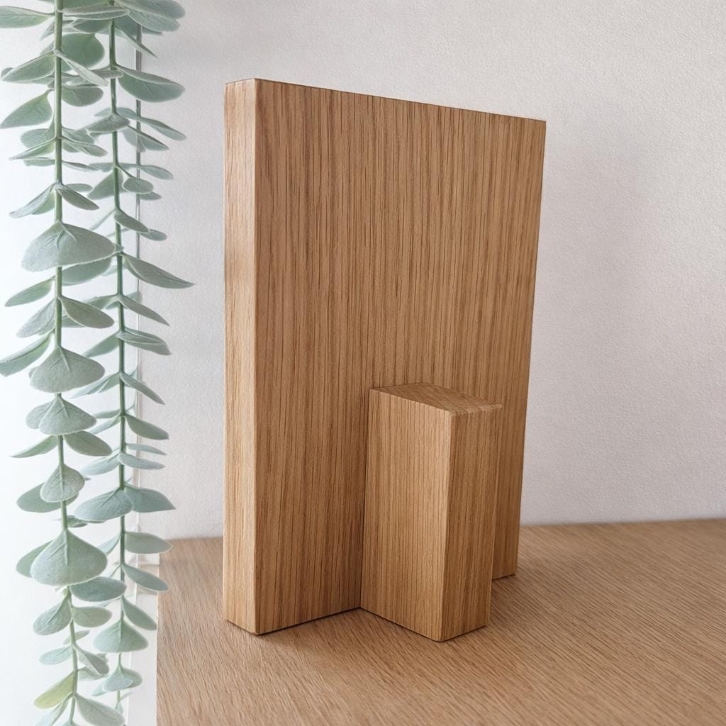 Personalised QR Code Sign –standing  Oak Plaque