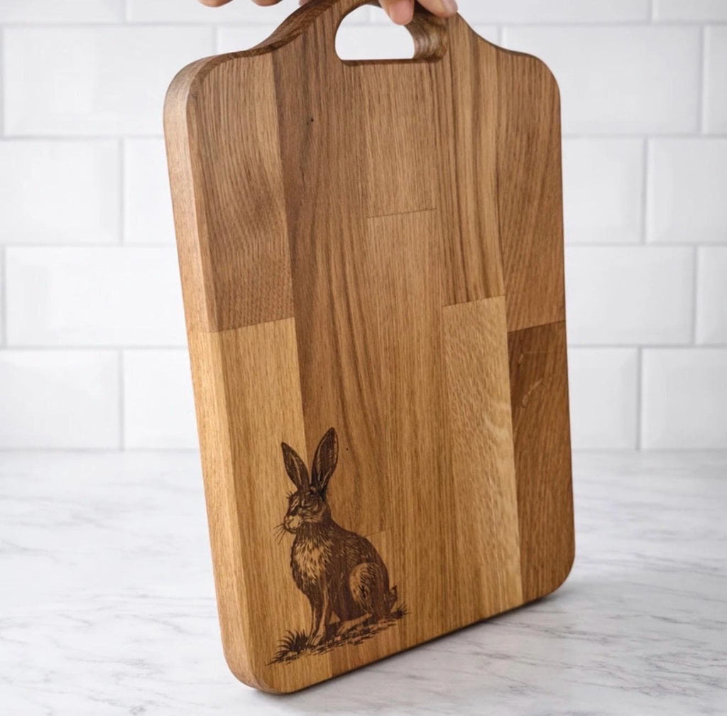 Engraved hare solid Oak Chopping Board | Rustic Kitchen Decor | farmhouse decor