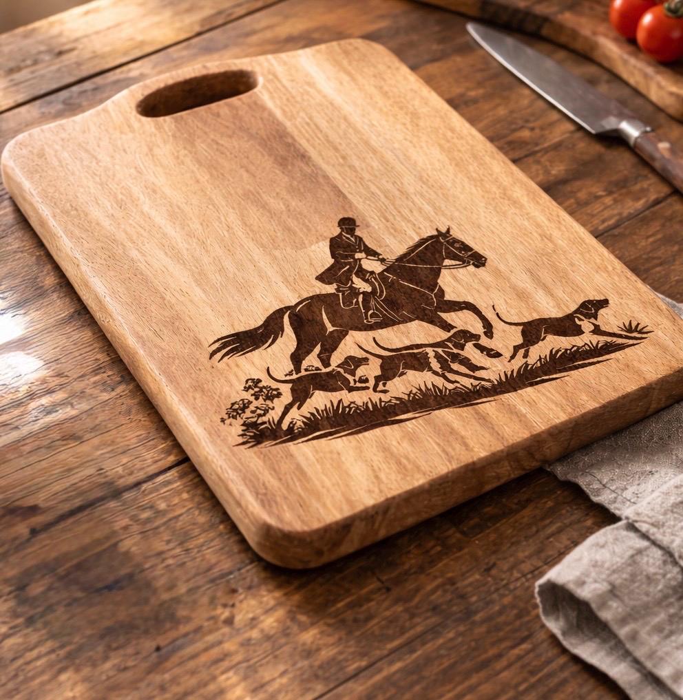 Engraved Solid Oak Chopping Board | Horse & Hound Equestrian Kitchen Gift