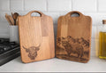 Highland Cow Engraved Oak Chopping Boards Set | Rustic Kitchen Decor, Scottish Gift