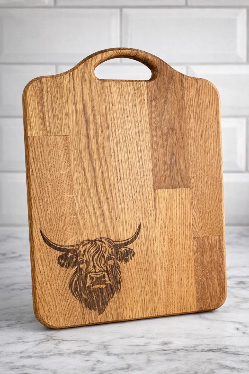 Highland Cow Engraved Oak Chopping Boards Set | Rustic Kitchen Decor, Scottish Gift
