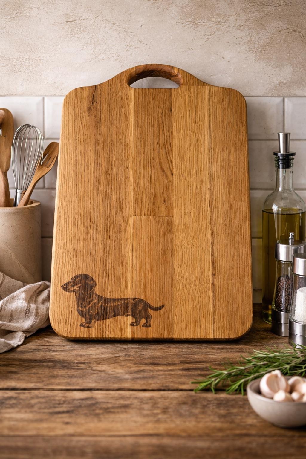 Engraved dachshund solid Oak Chopping Board | Rustic Kitchen Decor | farmhouse decor
