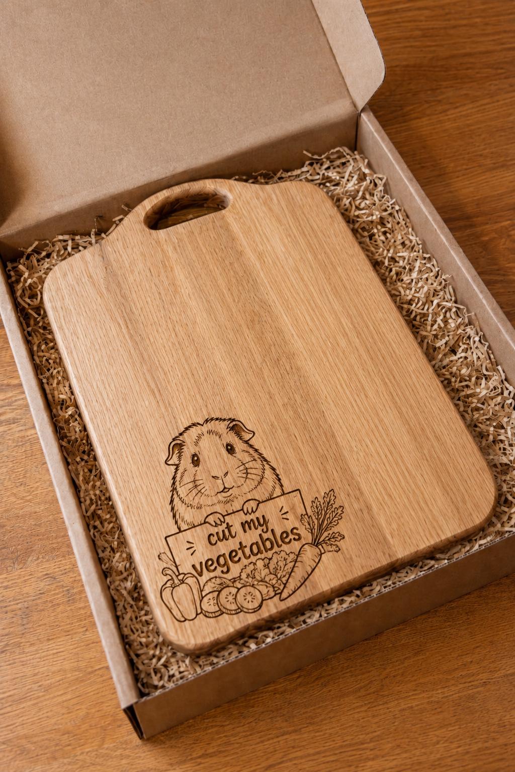 Engraved Guinea pig solid Oak Chopping Board | Rustic Kitchen Decor | farmhouse decor