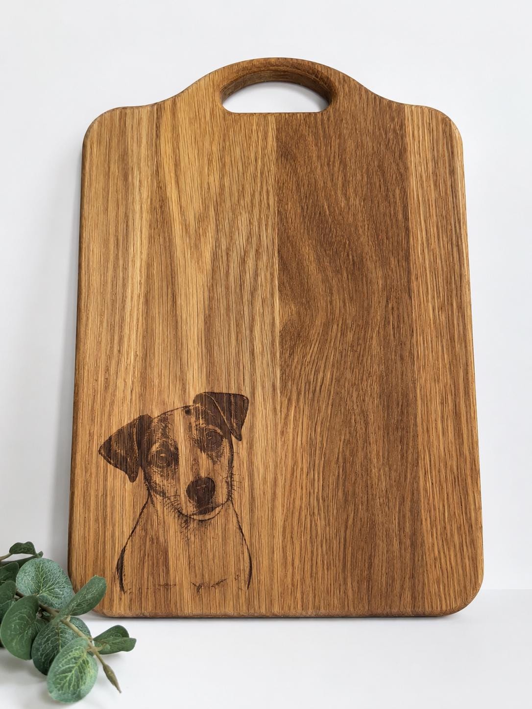 Engraved Jack Russell Solid Oak Chopping Board & Coaster Set | Rustic Kitchen Decor