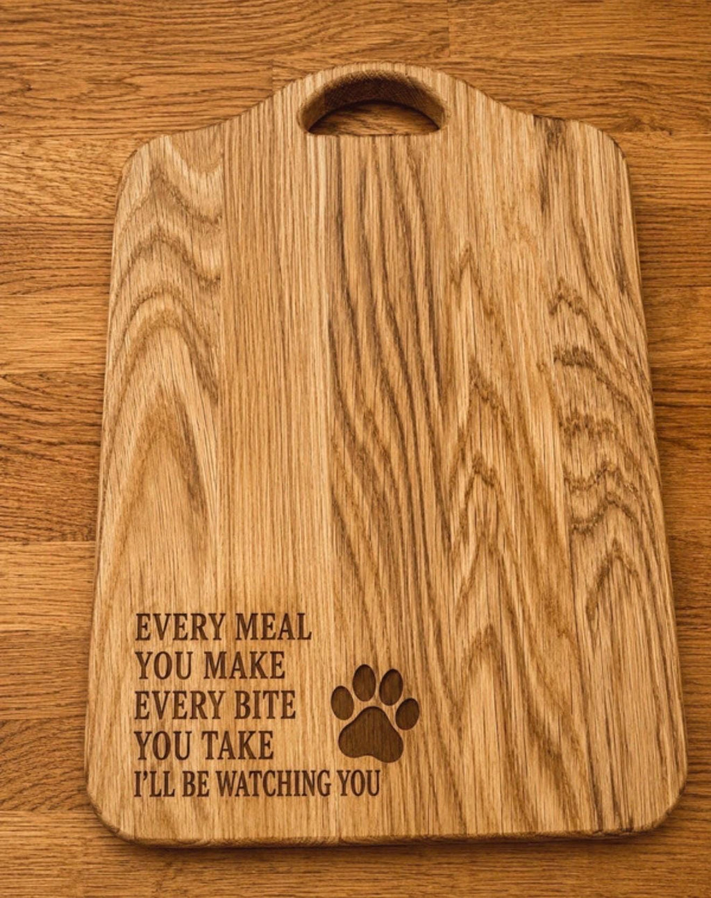 Engraved Solid Oak Chopping Board | Pet Lover Kitchen Decor