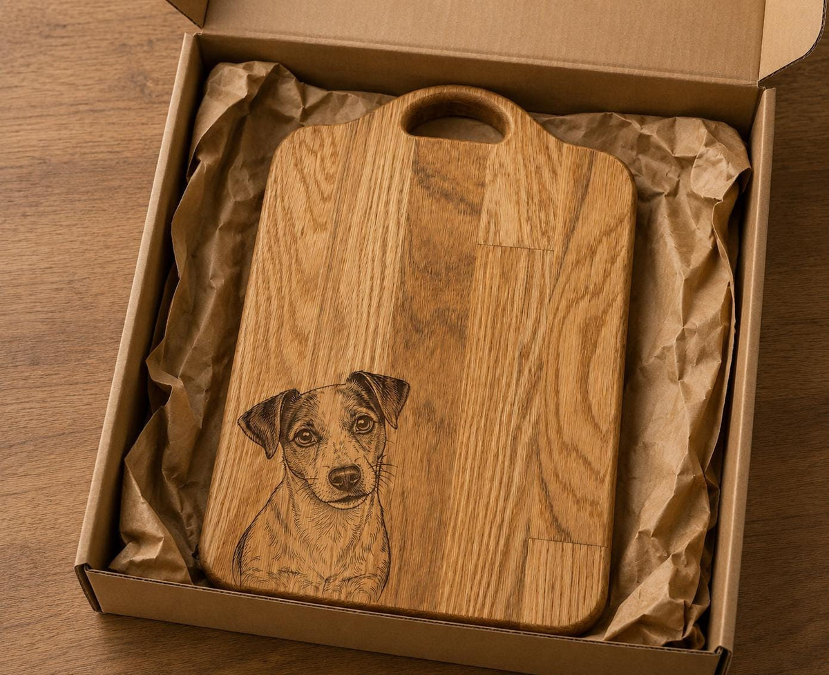 Personalized Oak Pet Photo Engraved Chopping Board | Custom Kitchen Decor