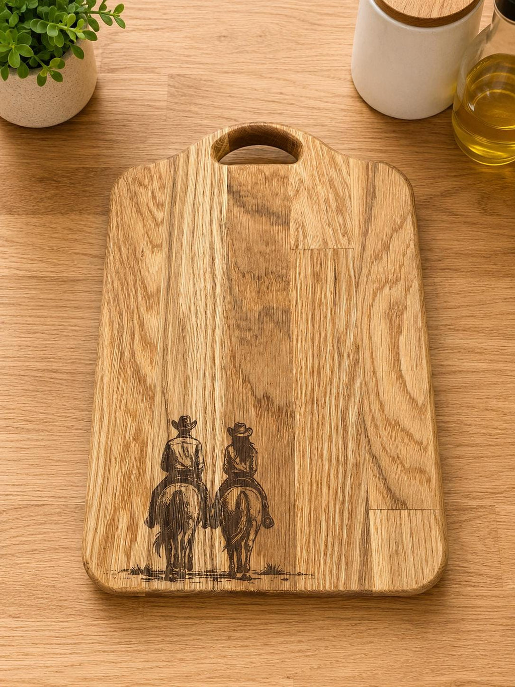 Engraved western | cowboy design  Oak Chopping Board | Rustic Kitchen Decor