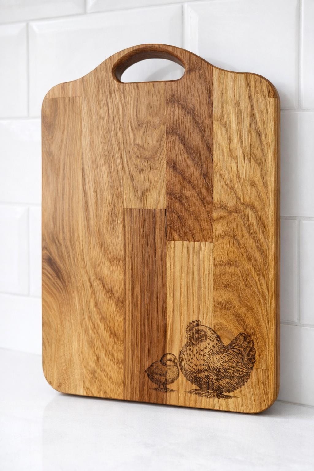Engraved chick / chicken solid Oak Chopping Board | Rustic Kitchen Decor | farmhouse decor