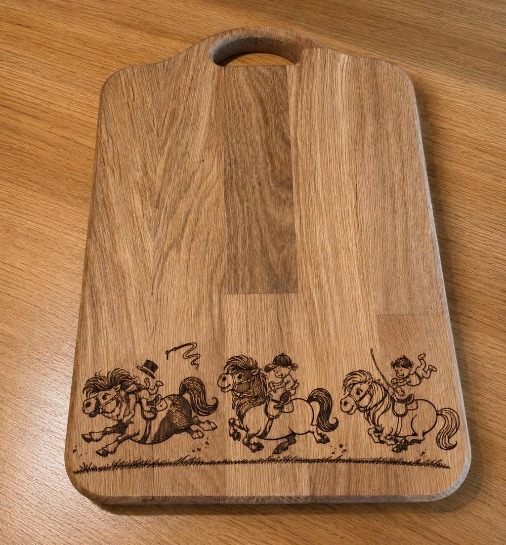 Engraved thelwell design  / shetland pony / solid Oak Chopping Board | Rustic Kitchen Decor |