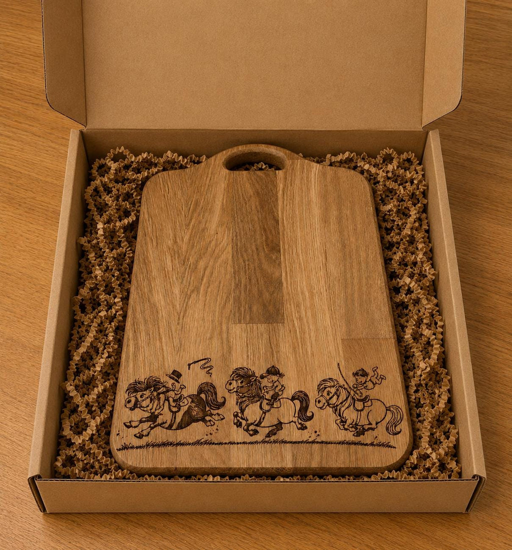 Engraved thelwell design  / shetland pony / solid Oak Chopping Board | Rustic Kitchen Decor |