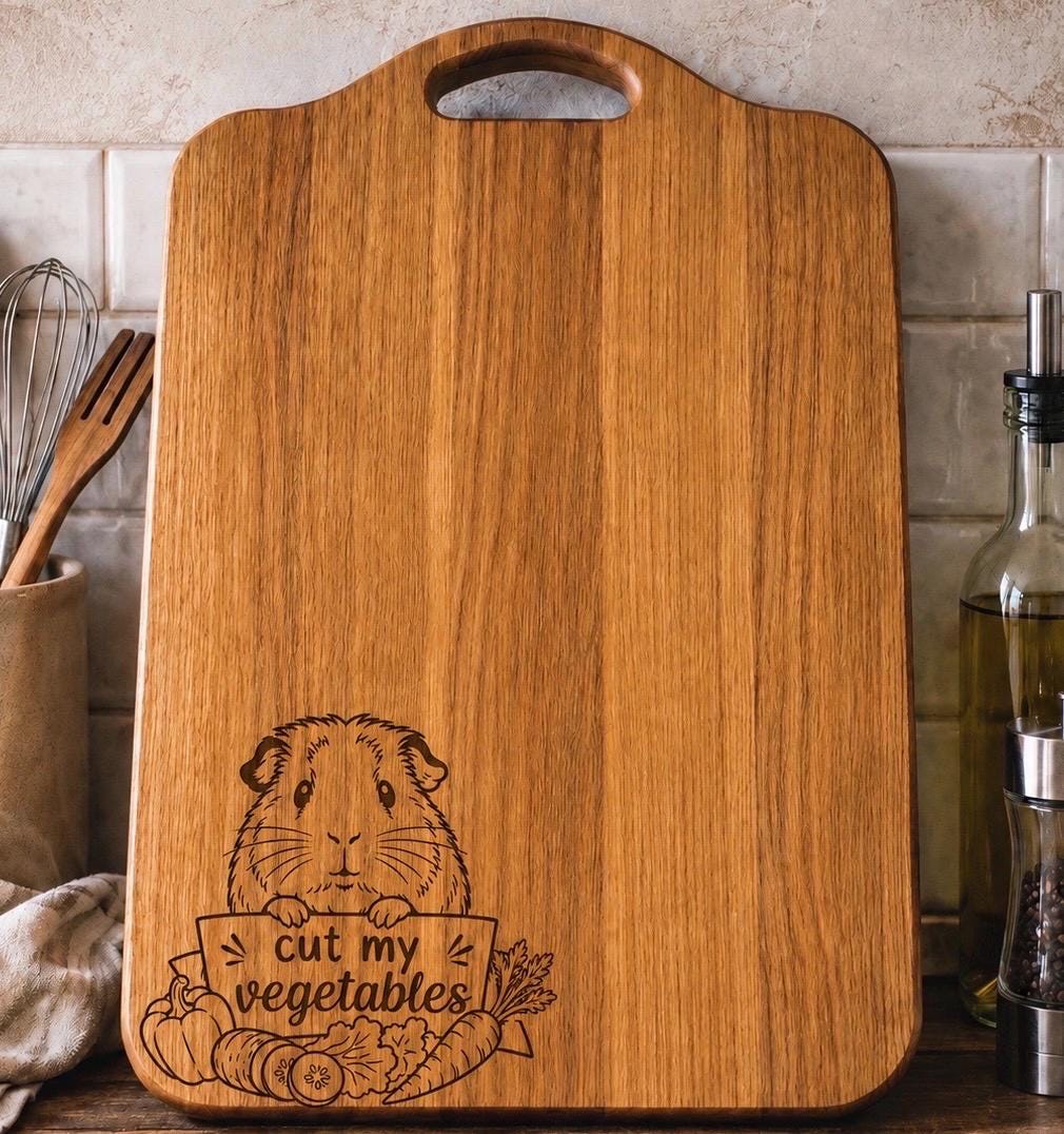 Engraved Guinea pig solid Oak Chopping Board | Rustic Kitchen Decor | farmhouse decor