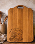 Off my tits on picky bits solid oak chopping board, serving board.