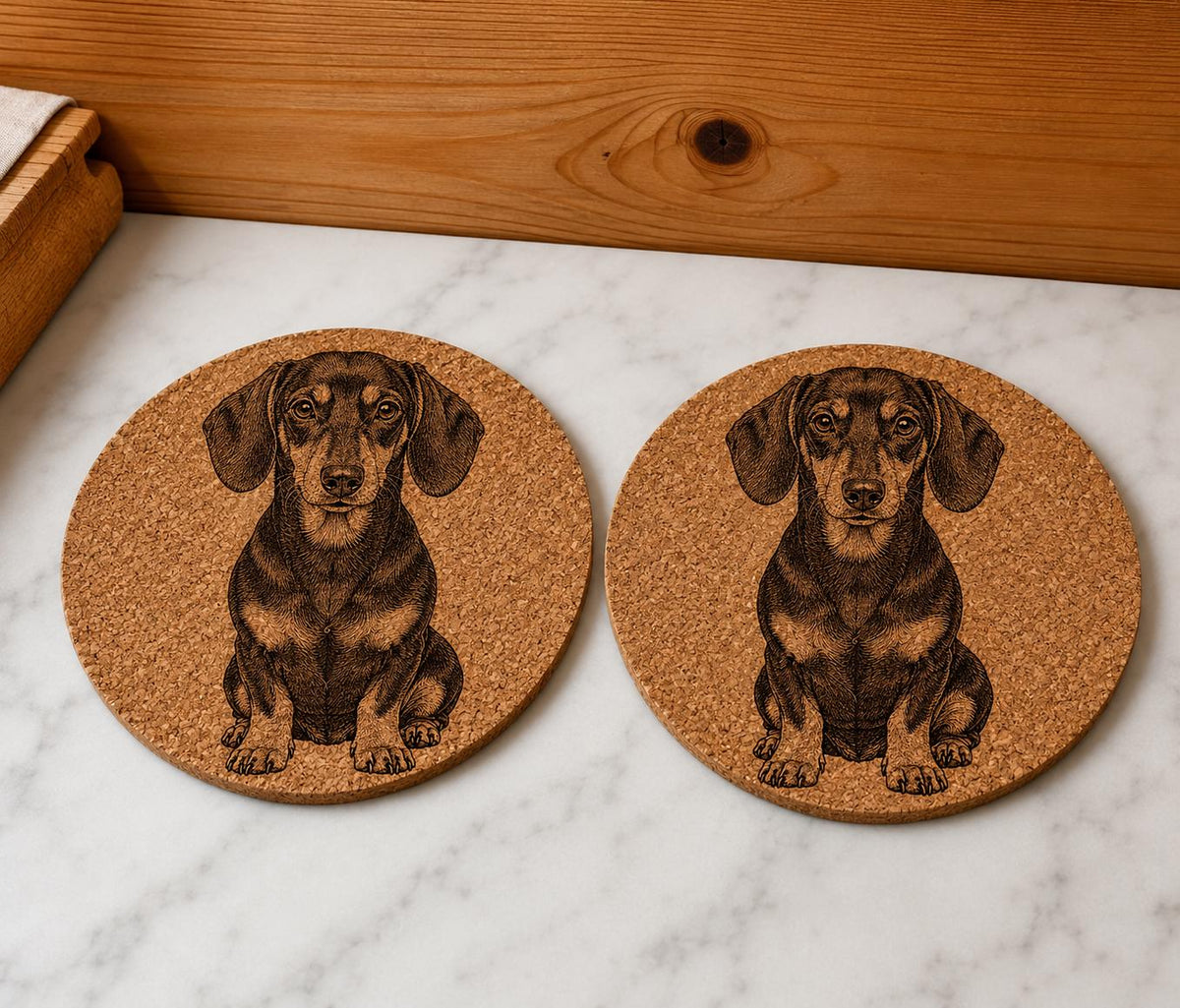 Engraved Dachshund design oak chopping board / serving board / dog lover gift