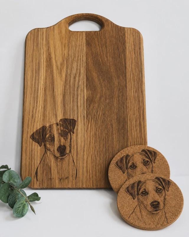 Engraved Jack Russell Solid Oak Chopping Board | Rustic Kitchen Decor