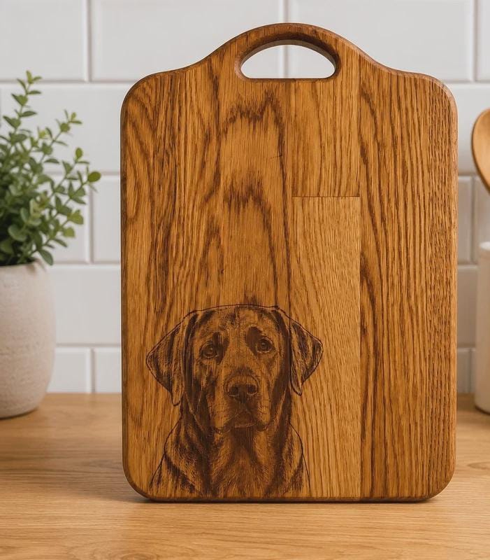 Labrador engraved solid oak chopping board - pet lover gift idea