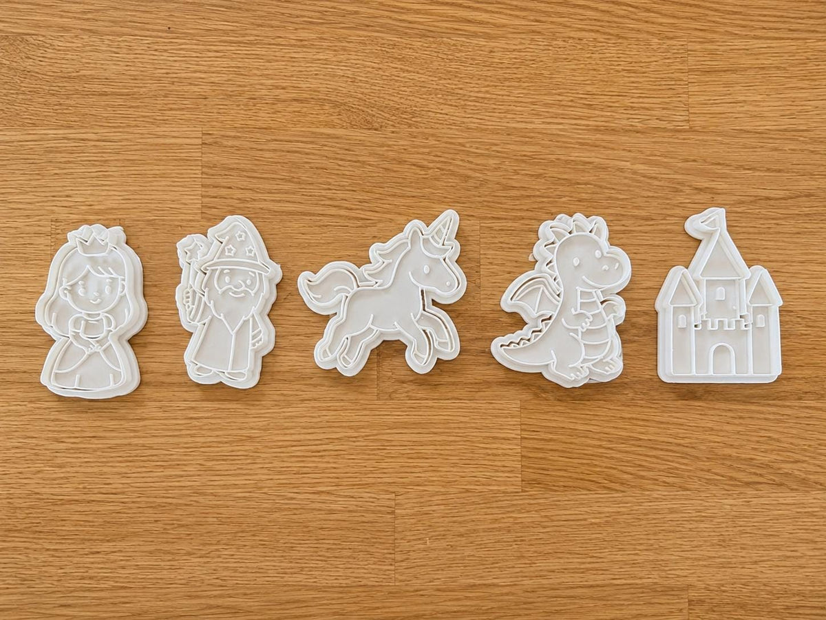 Enchanted Princess & Dragon Play Dough Moulds | Fairy Tale Tuff Tray Inserts | Montessori Sensory Play | Storytelling Playdough Cutters