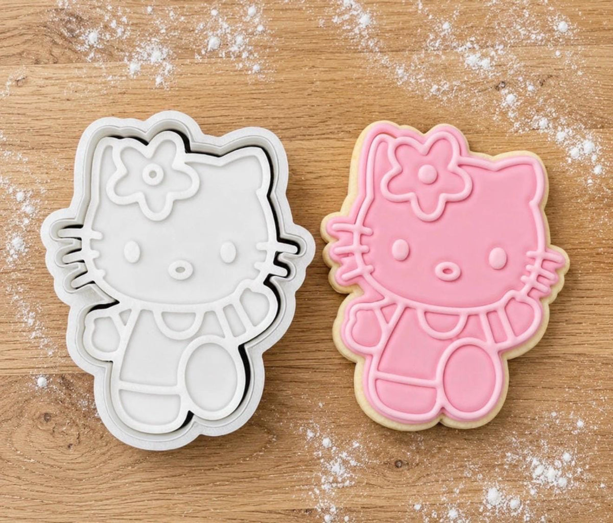 Hello Kitty Cookie Cutter | Embosser Set | Fondant, Cookie, Clay & Play Dough Cutter | 3D Printed Baking Tool