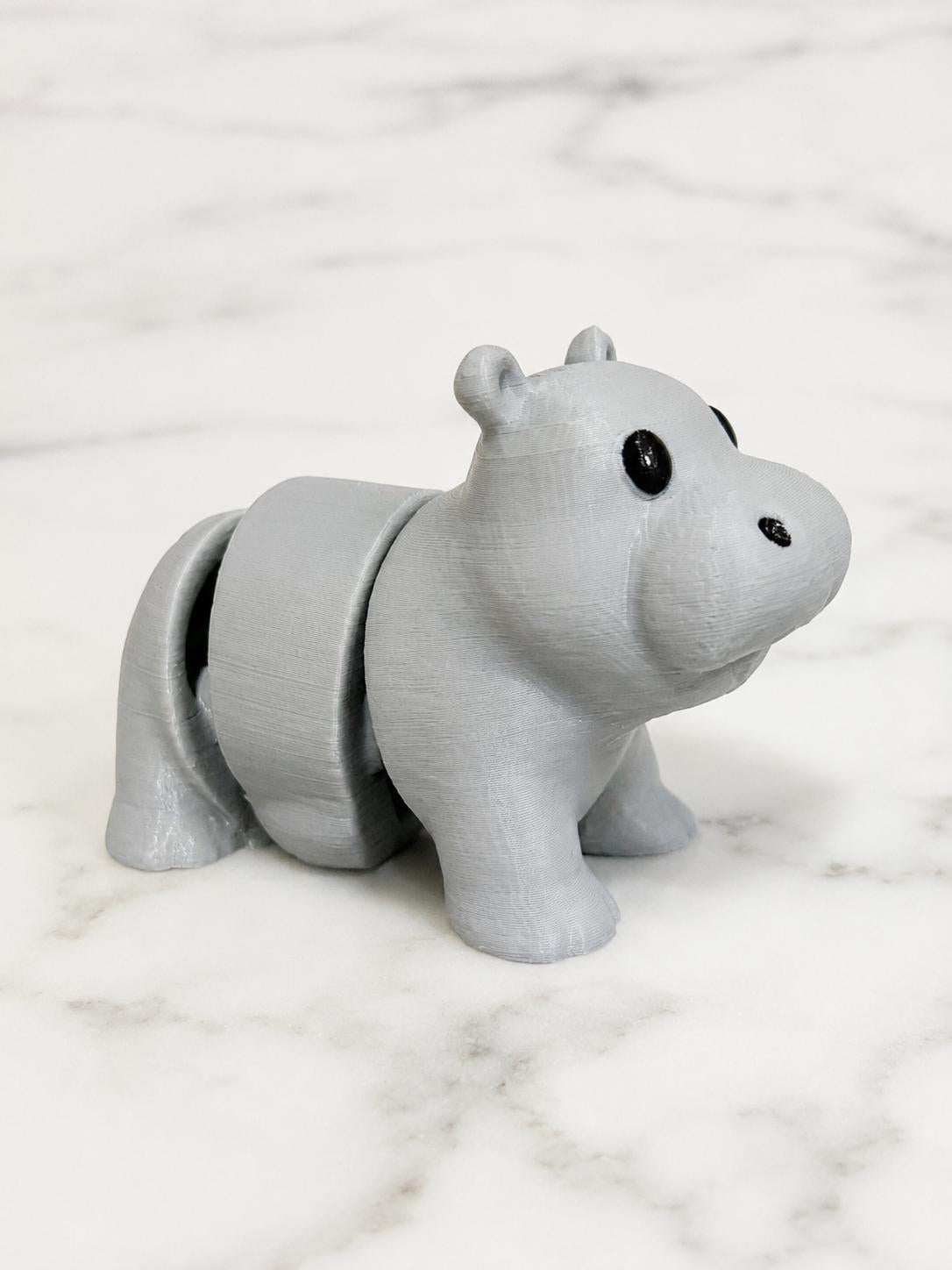 Cute Articulated Hippo Fidget Toy | 7cm 3D Printed Hippo | Sensory Desk Toy | Pocket Animal Gift