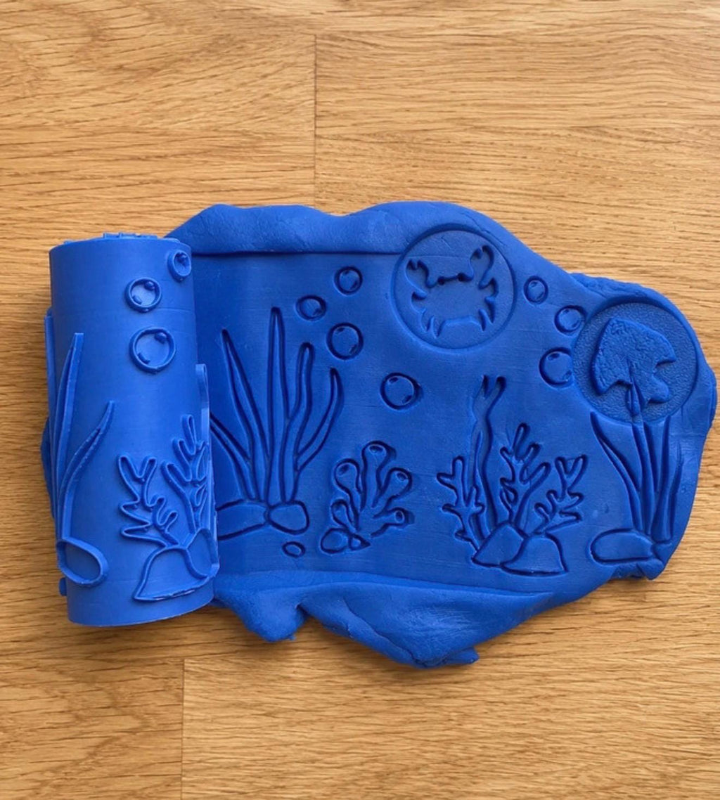 Under the Sea Play Dough Texture Roller & Stamping Cube Set | Ocean Sensory Toy | Montessori | EYFS | Imaginative Play