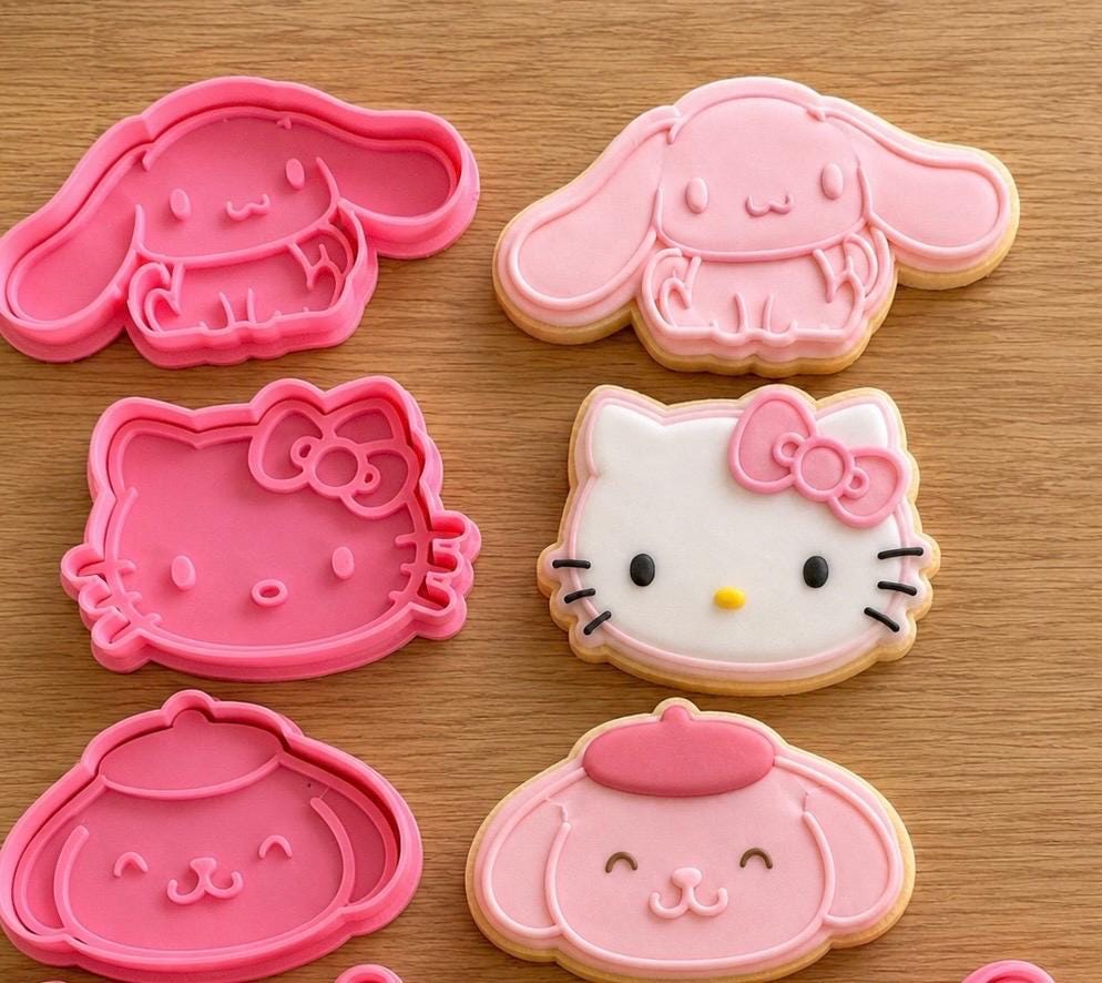 Sanrio Cookie Cutters & Play Dough Moulds Set of 5 | 3D Printed PLA | Fondant Cutters | Kids Baking | Sensory Play