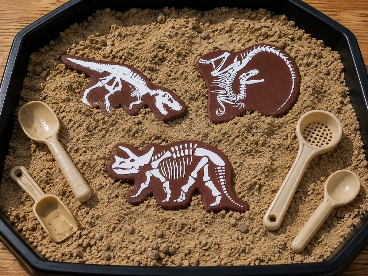Dinosaur Fossil Sensory Tray | Dinosaur Excavation Sand Play Set | Tuff Tray Insert | Montessori & EYFS Educational Toy | Imaginative Play