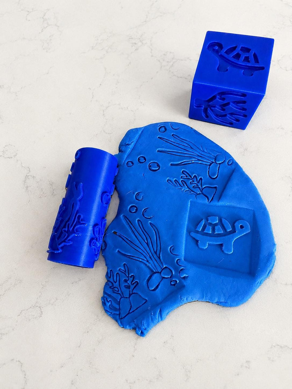 Under the Sea Play Dough Texture Roller & Stamping Cube Set | Ocean Sensory Toy | Montessori | EYFS | Imaginative Play