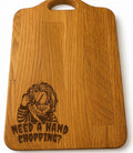 Halloween Chucky Oak Chopping Board – Engraved Horror Kitchen Gift – 27cm x 21cm