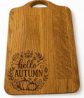 Hello Autumn Engraved Oak Chopping Board | Pumpkin & Leaf Autumn Kitchen Decor | 27cm x 21cm