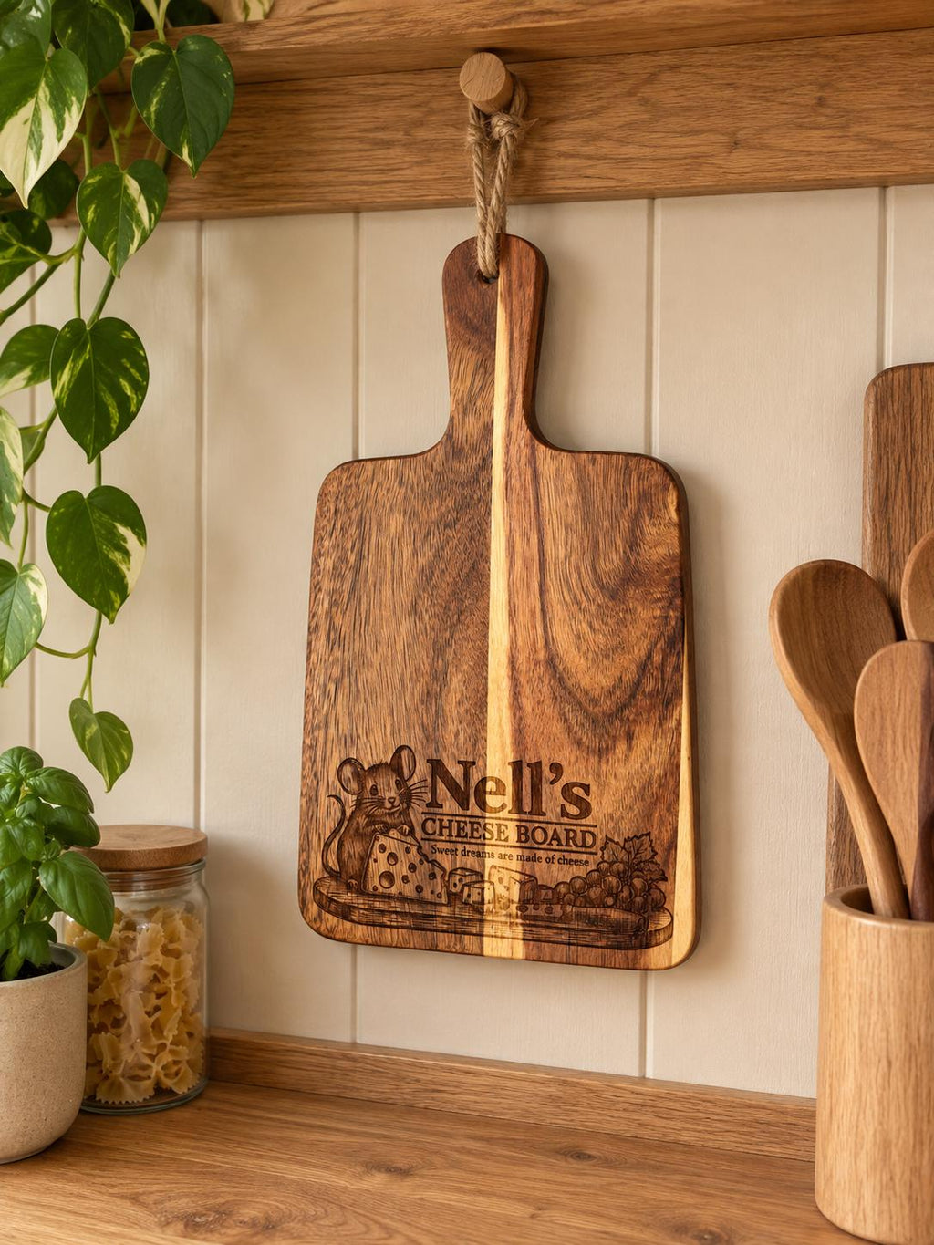 Personalised Acacia Wood Cheese Board | Engraved  Serving Board | chopping board | 30 x 15cm | Kitchen Gift