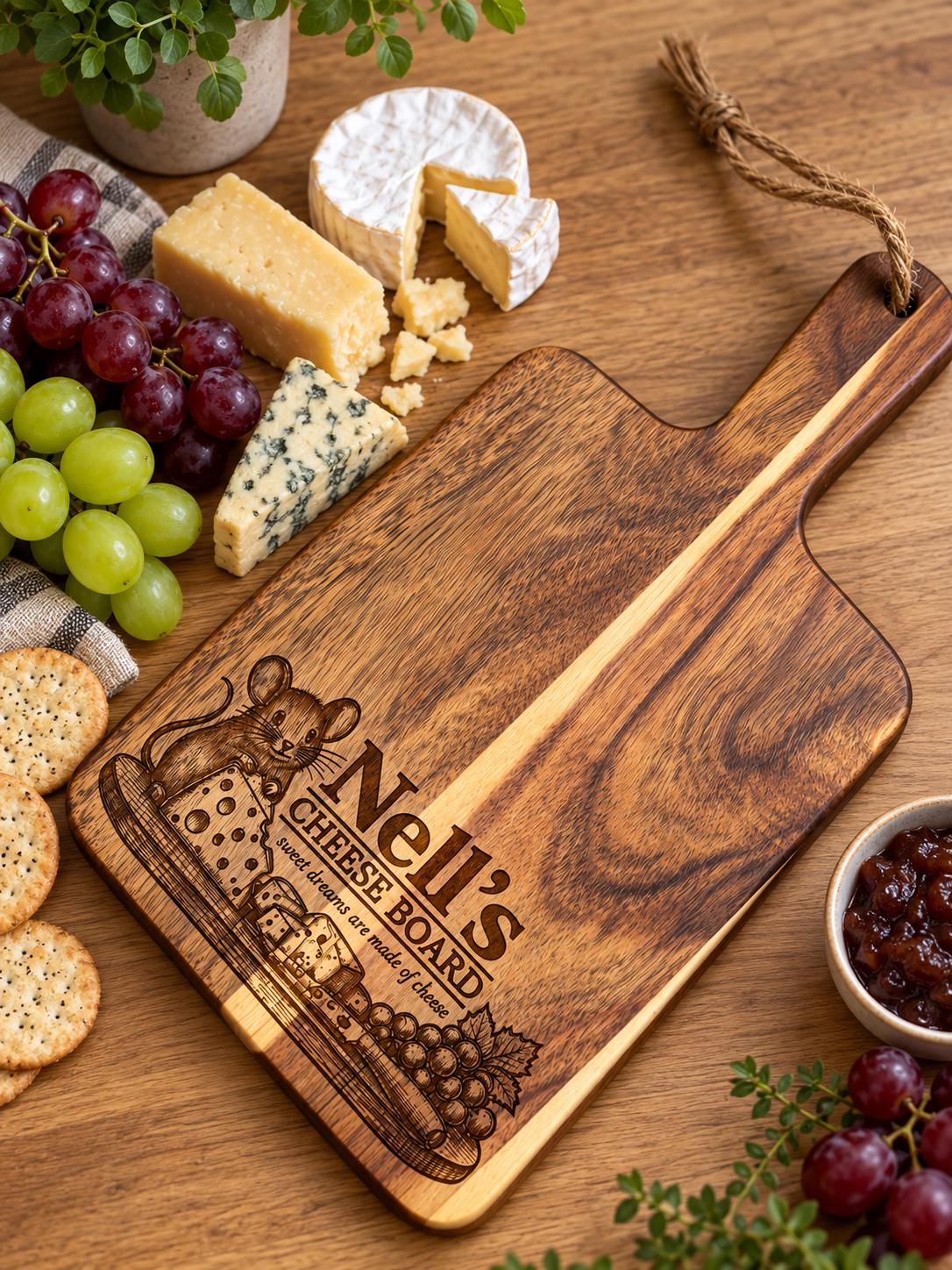 Personalised Acacia Wood Cheese Board | Engraved  Serving Board | chopping board | 30 x 15cm | Kitchen Gift