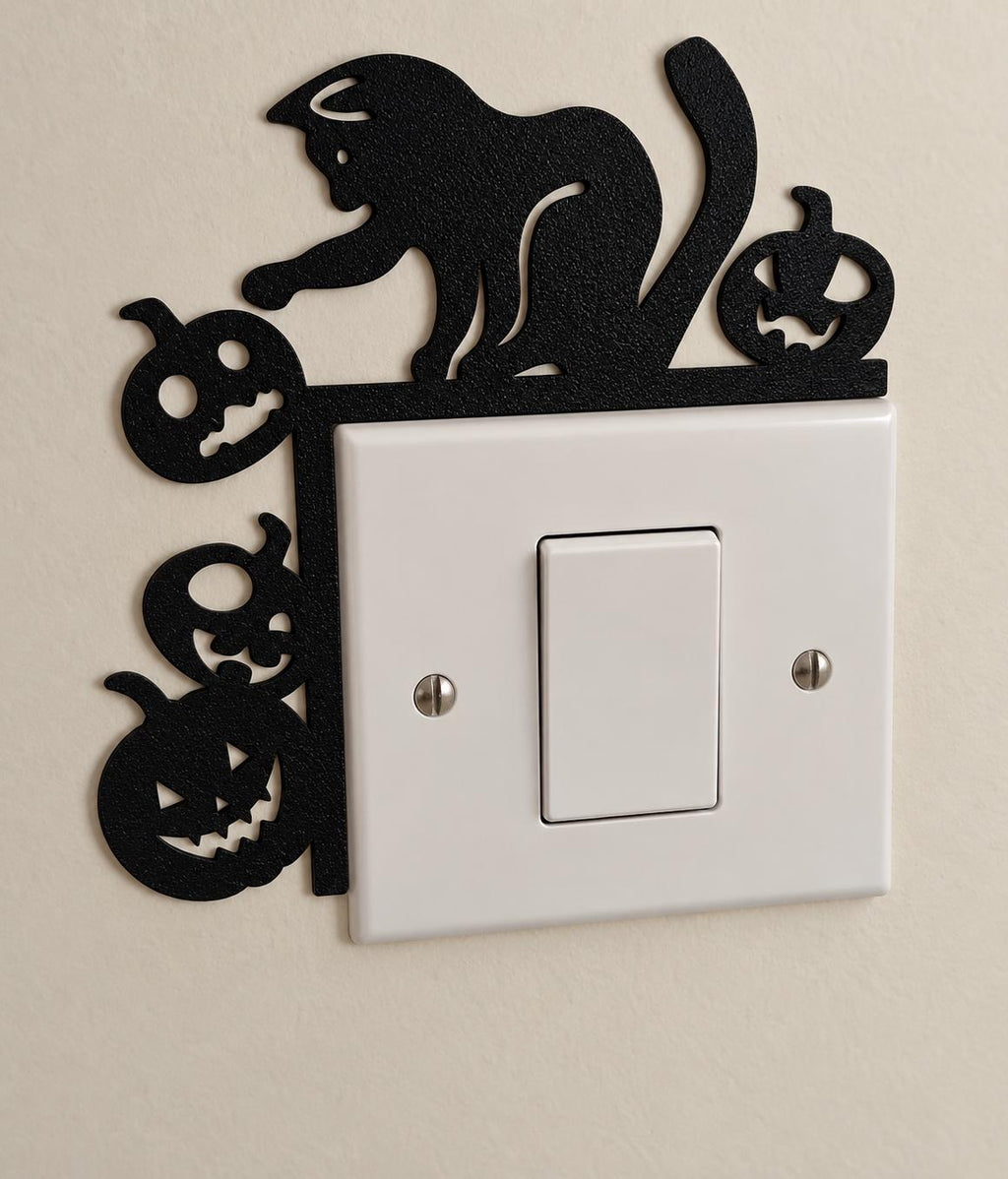 Halloween Cat & Pumpkin Door Corner Decoration – 19.7cm Spooky Door Frame Topper