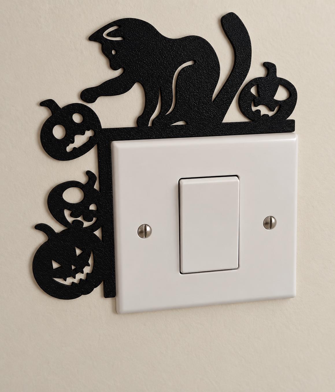Halloween Cat & Pumpkin Door Corner Decoration – 19.7cm Spooky Door Frame Topper