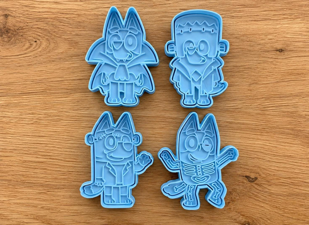 Bluey Halloween Cookie Cutters Set of 4 – Spooky 3D Printed Biscuit Cutters – Approx 8cm
