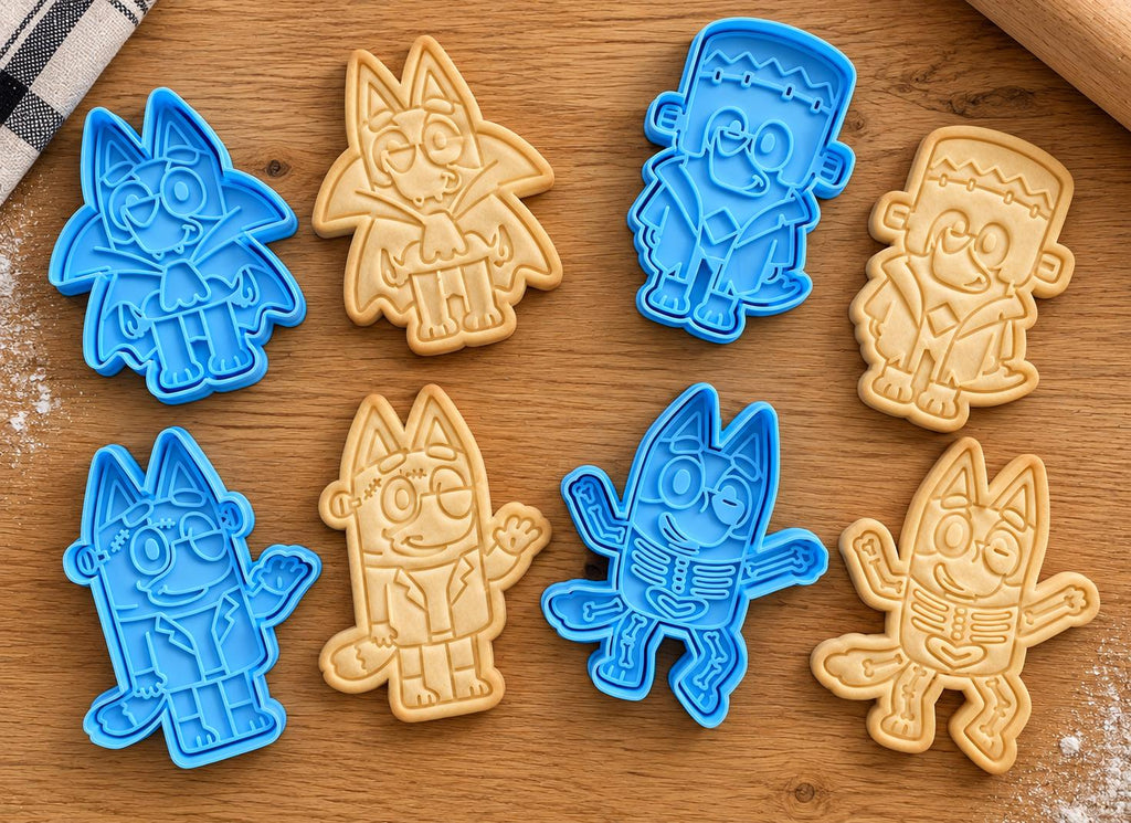 Bluey Halloween Cookie Cutters Set of 4 – Spooky 3D Printed Biscuit Cutters – Approx 8cm