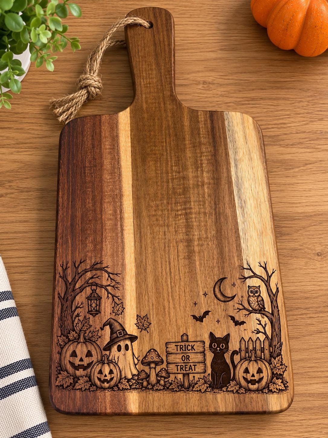 Halloween Acacia Wood Serving Board – Spooky Engraved Grazing Board