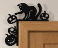 Halloween Cat & Pumpkin Door Corner Decoration – 19.7cm Spooky Door Frame Topper