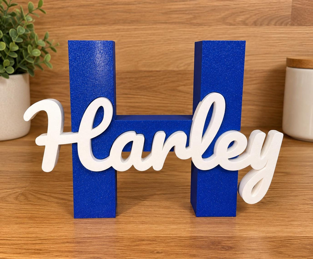 Personalised 3D Name & Initial Sign – Freestanding Bedroom Decor – Choice of Colours