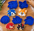 Sonic Inspired Cookie Cutter Set – 4 Character Biscuit & Fondant Stamps